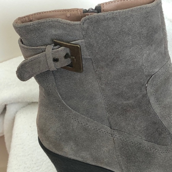 Easy Spirit Suede Wedge Boots Size 9 Gray Buckle - Picture 6 of 15